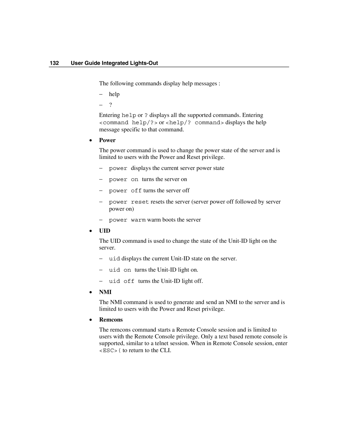 HP Integrated Lights-Out manual Power, Remcons 