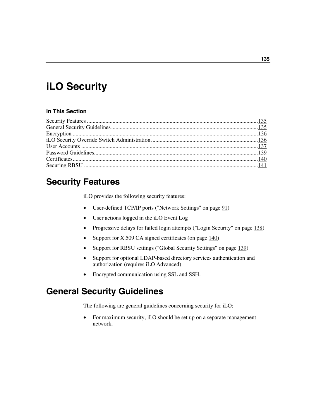 HP Integrated Lights-Out manual ILO Security, Security Features, General Security Guidelines 