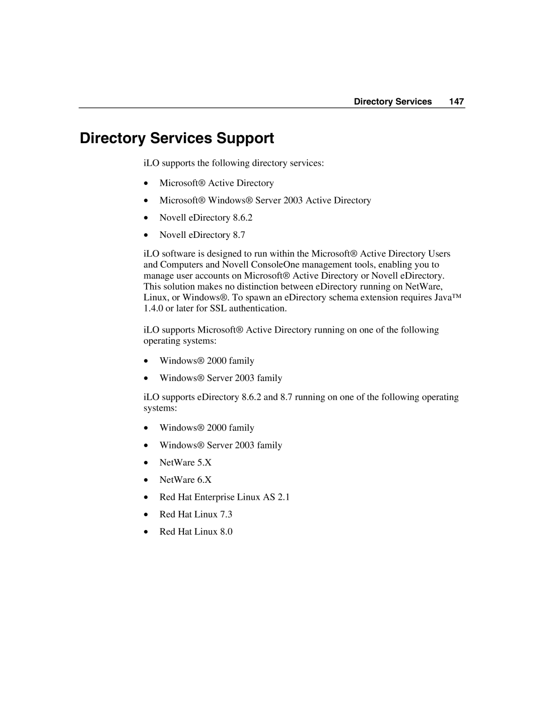 HP Integrated Lights-Out manual Directory Services Support 