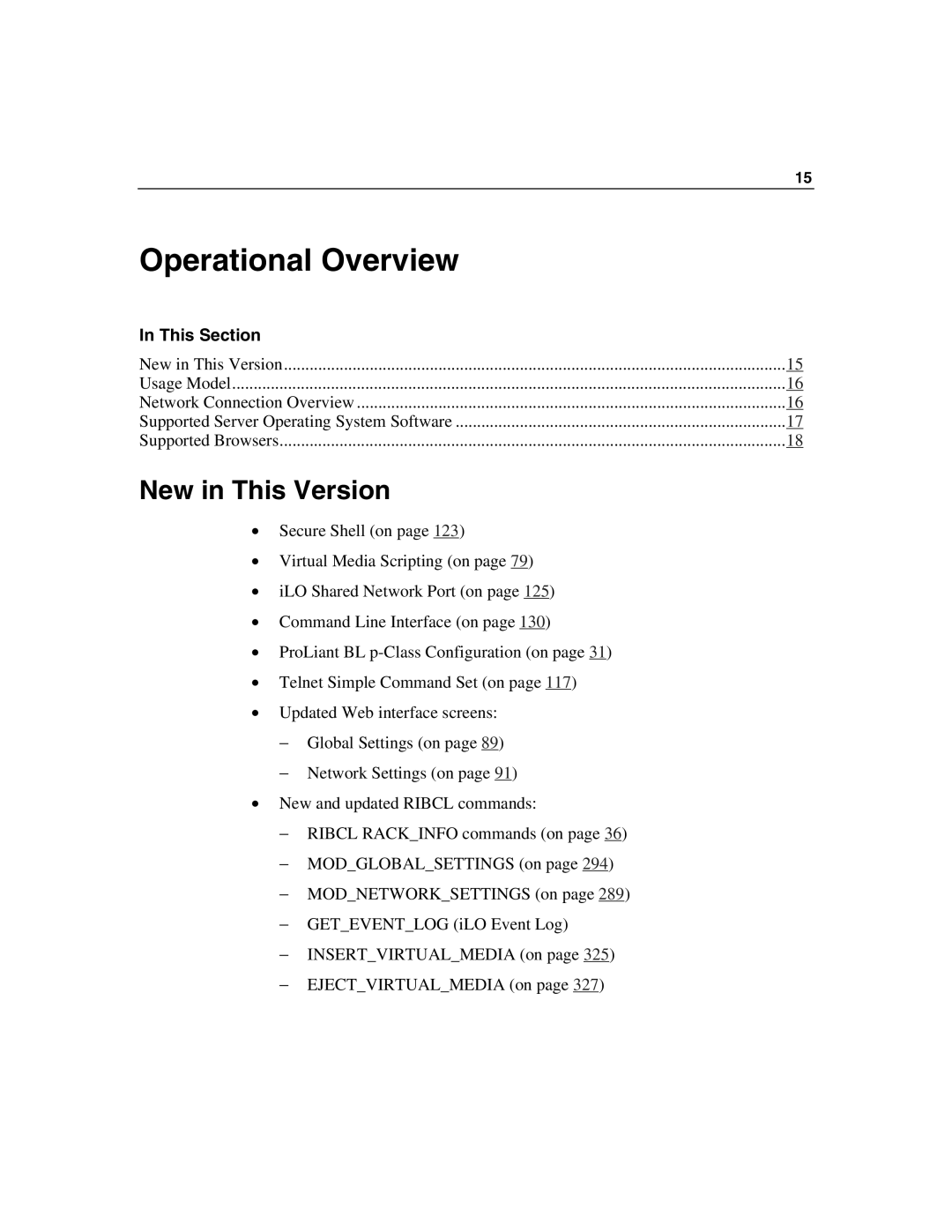 HP Integrated Lights-Out manual Operational Overview, New in This Version, This Section 