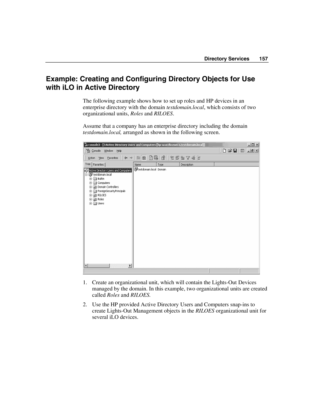 HP Integrated Lights-Out manual Directory Services 157 