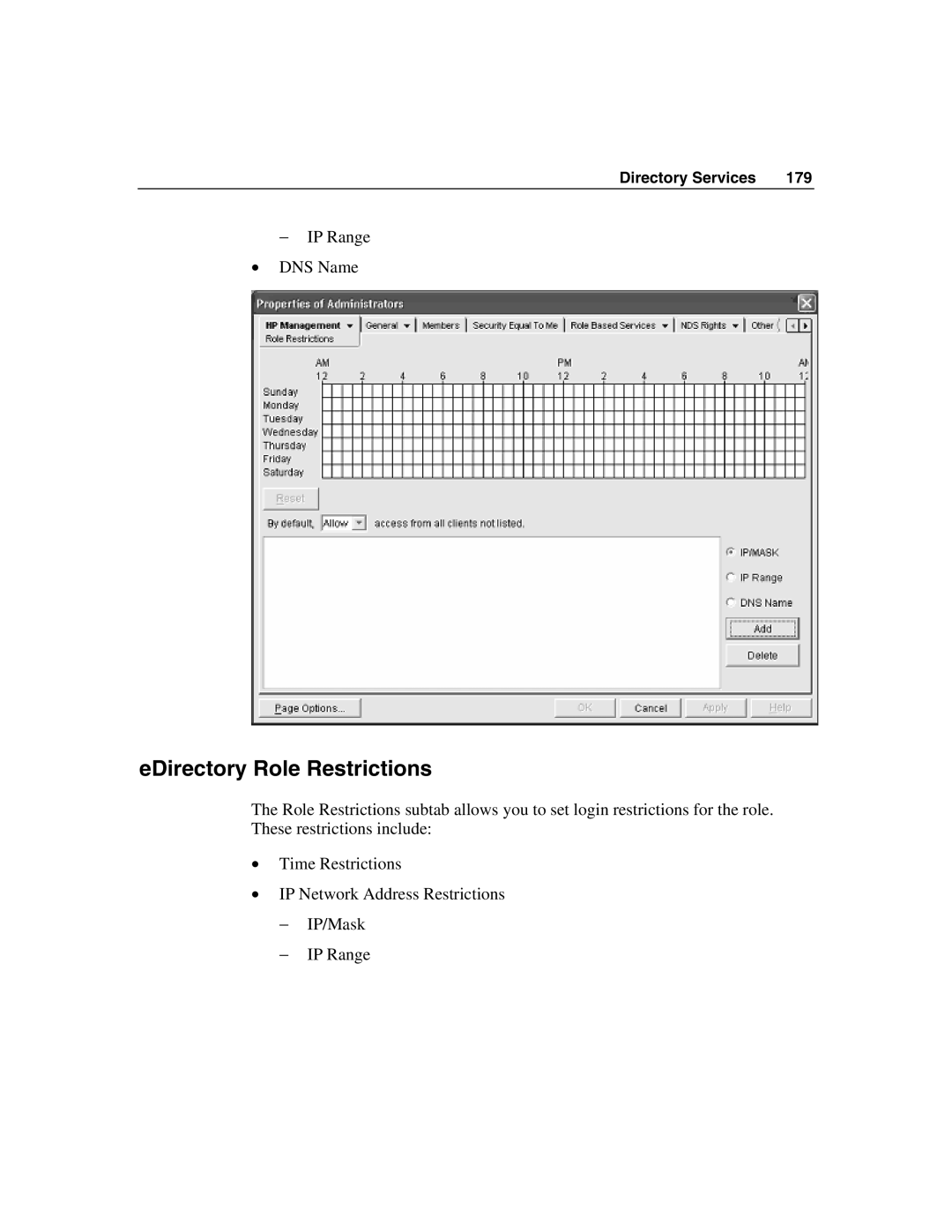 HP Integrated Lights-Out manual EDirectory Role Restrictions 