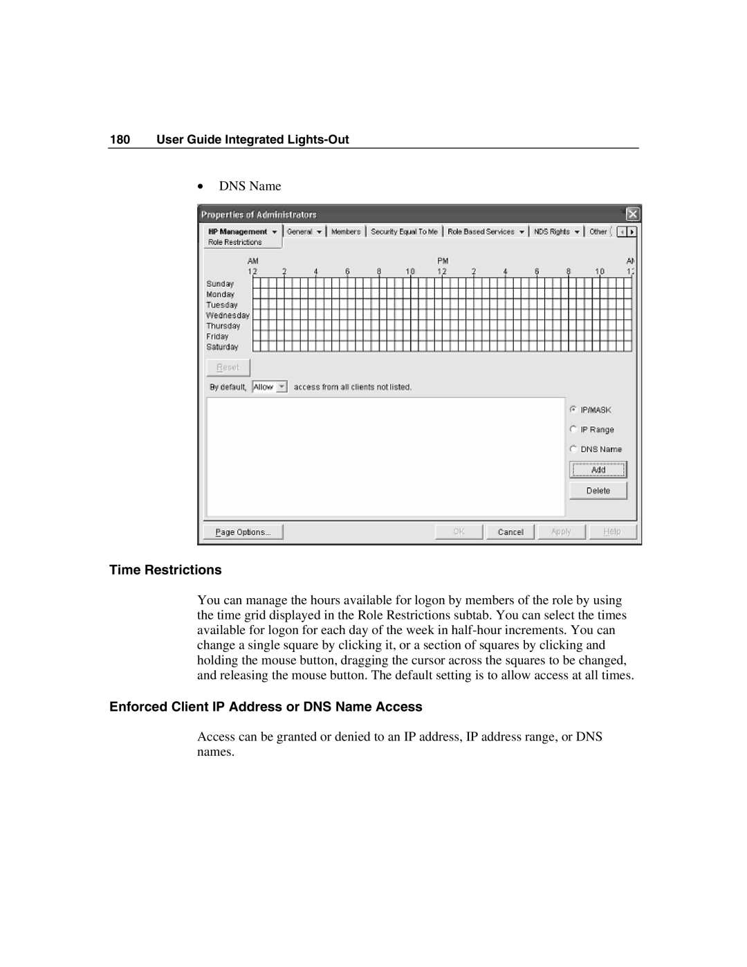 HP Integrated Lights-Out manual Time Restrictions 