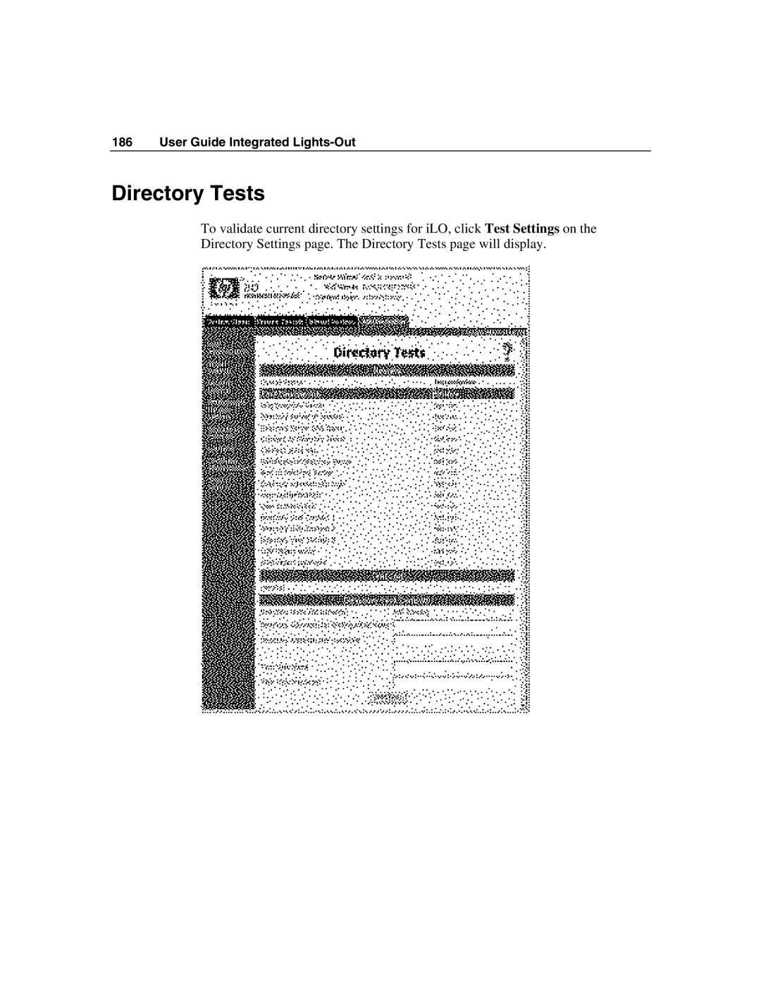 HP Integrated Lights-Out manual Directory Tests 