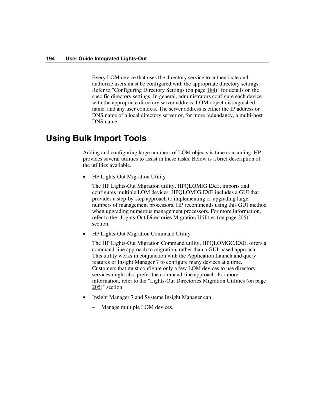 HP Integrated Lights-Out manual Using Bulk Import Tools 