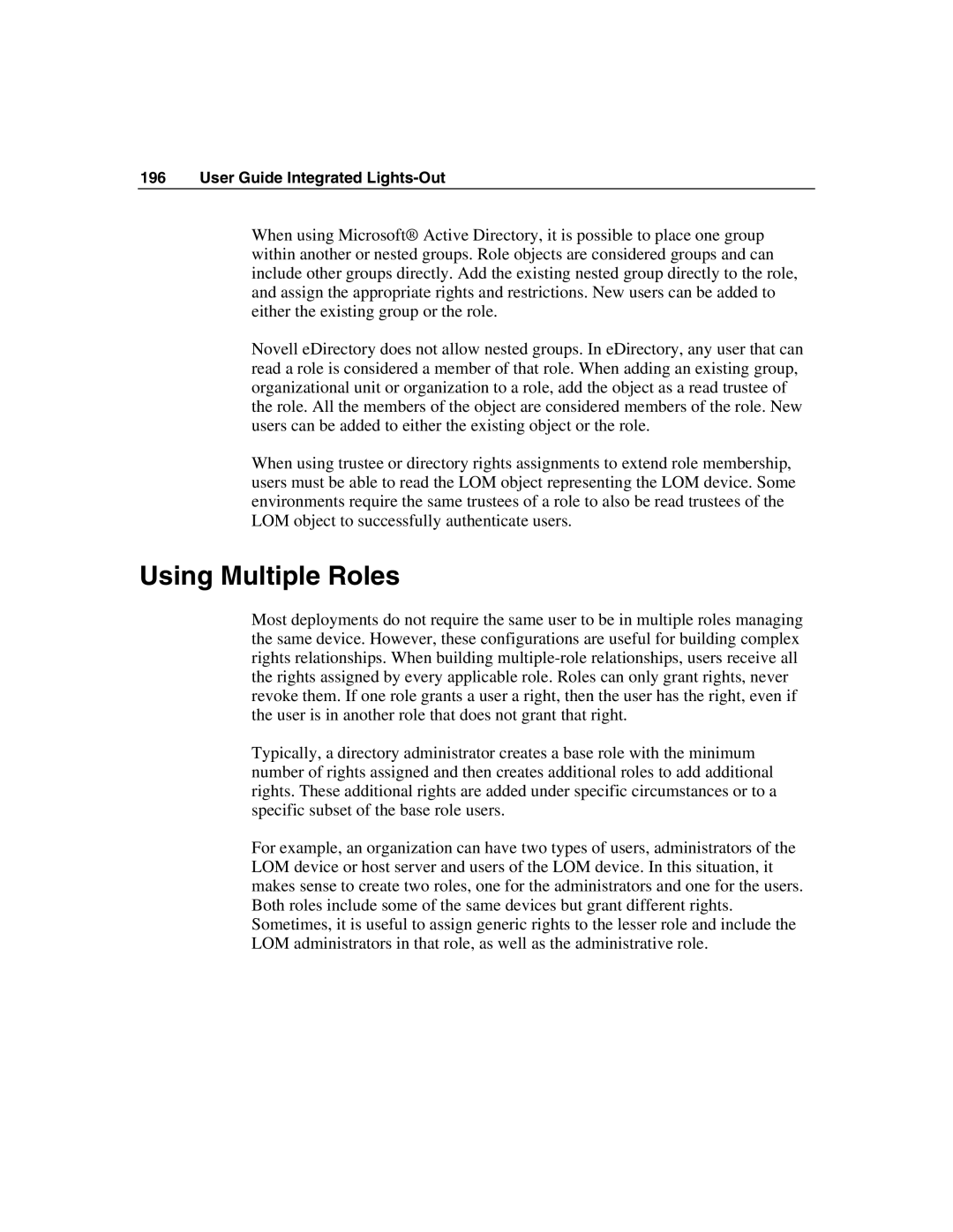 HP Integrated Lights-Out manual Using Multiple Roles 