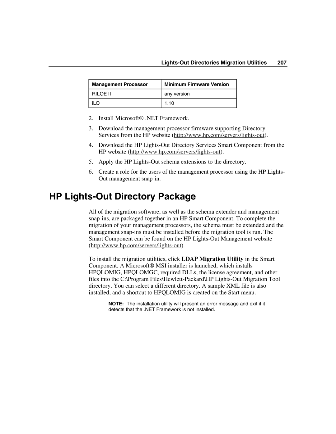 HP Integrated Lights-Out manual HP Lights-Out Directory Package 