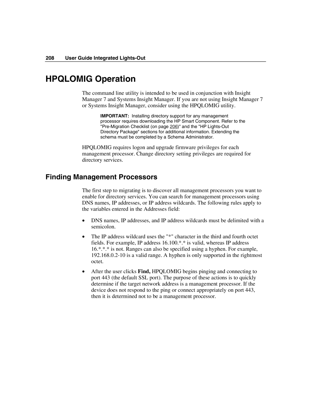 HP Integrated Lights-Out manual Hpqlomig Operation, Finding Management Processors 