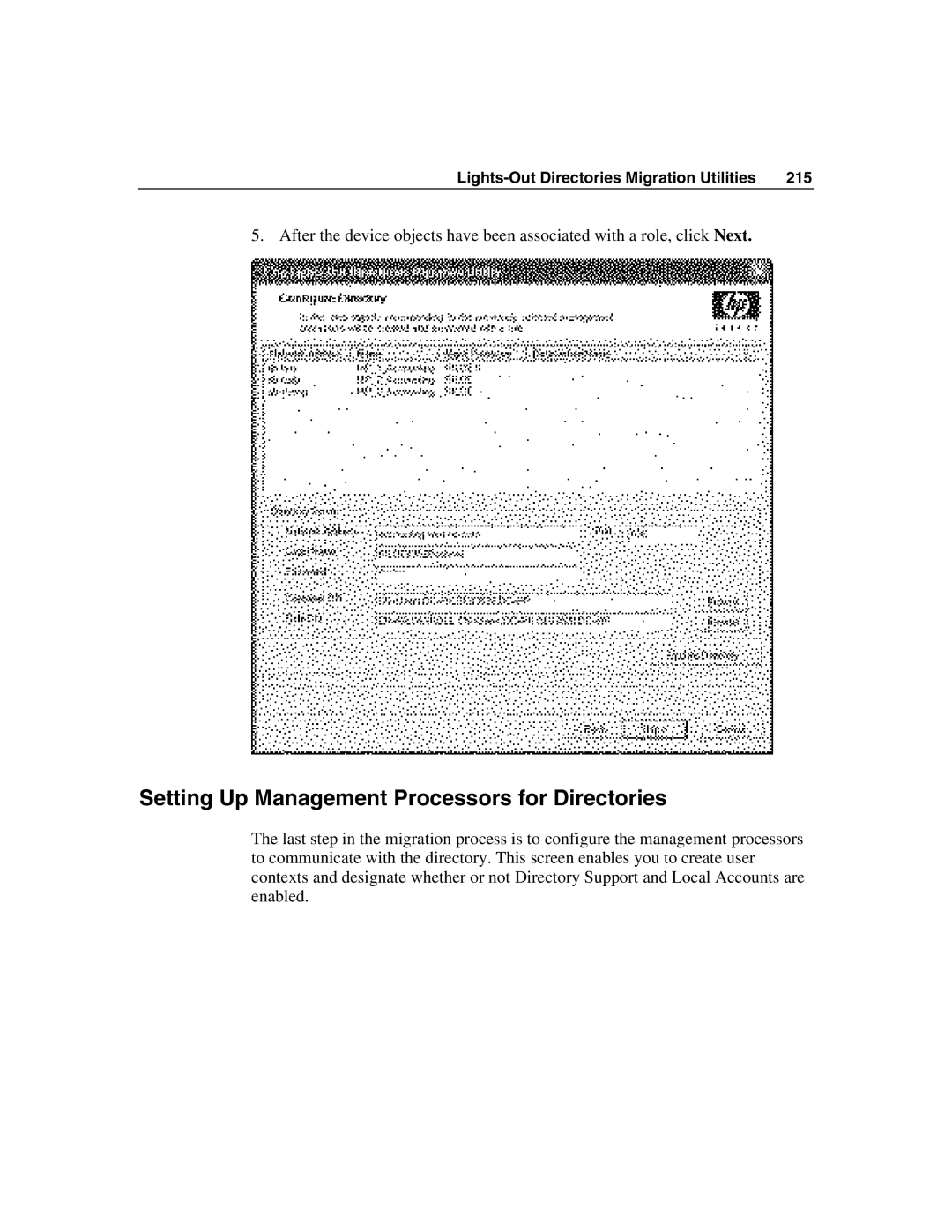 HP Integrated Lights-Out manual Setting Up Management Processors for Directories 