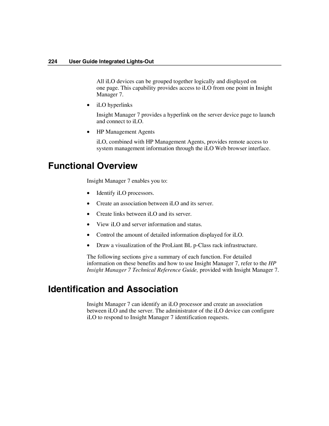 HP Integrated Lights-Out manual Functional Overview, Identification and Association 