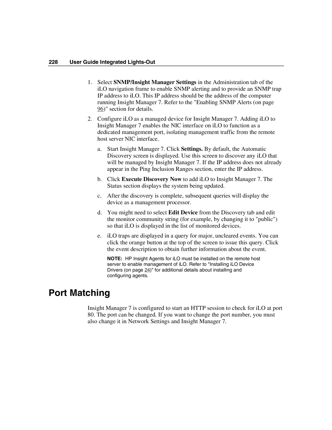 HP Integrated Lights-Out manual Port Matching 