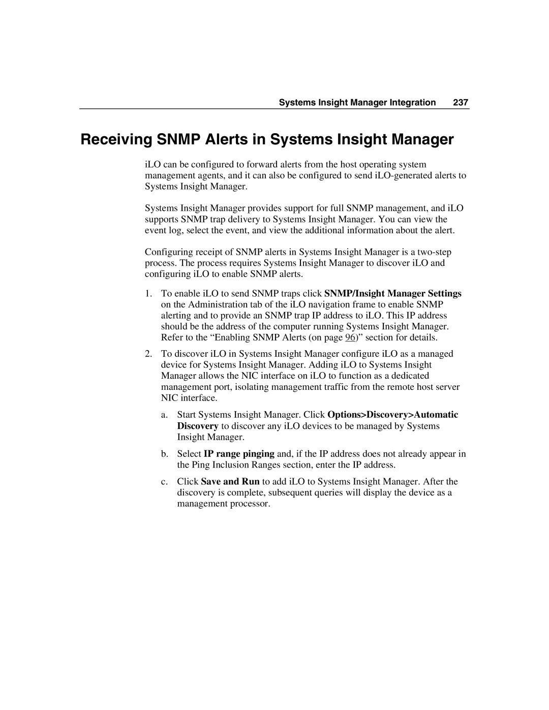 HP Integrated Lights-Out manual Receiving Snmp Alerts in Systems Insight Manager 