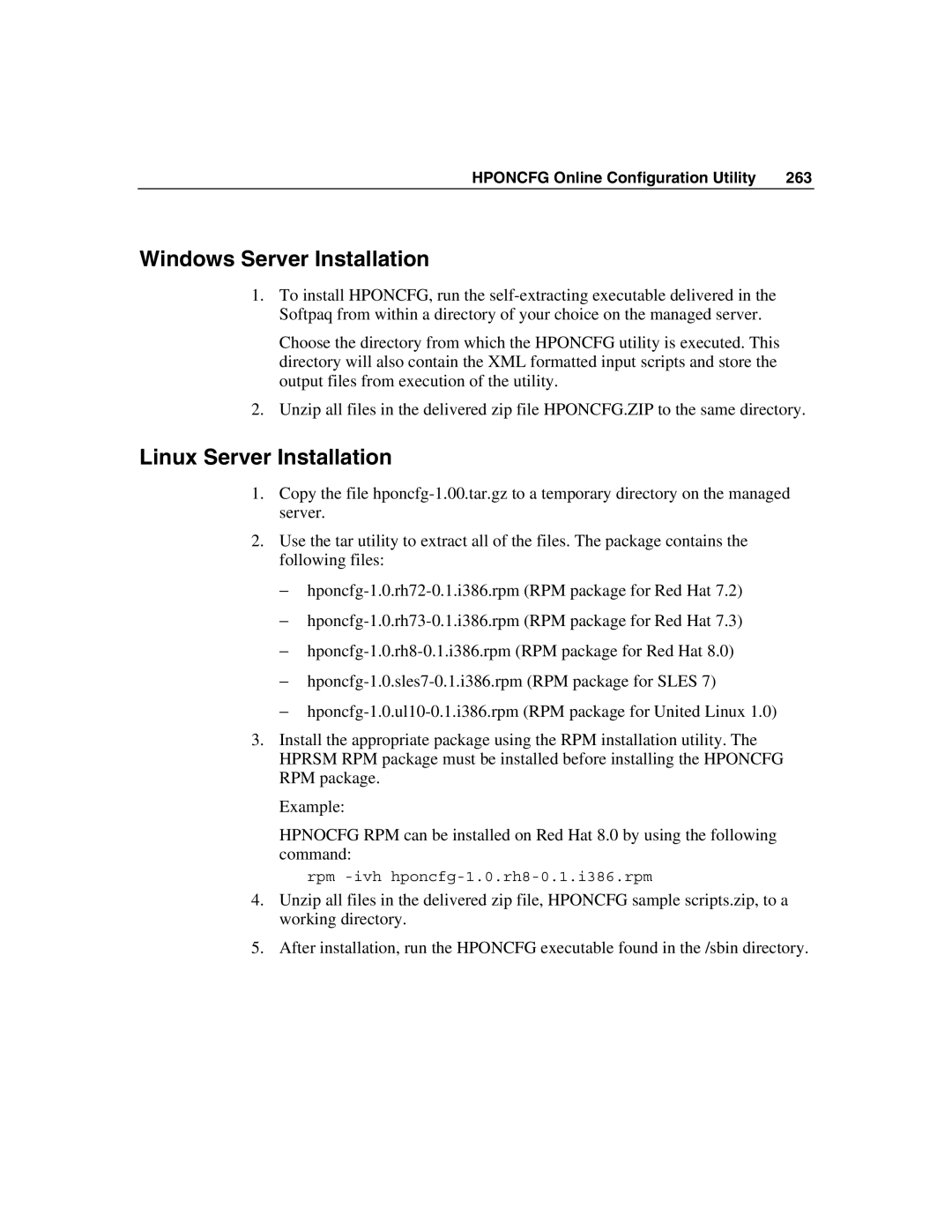 HP Integrated Lights-Out manual Windows Server Installation, Linux Server Installation 