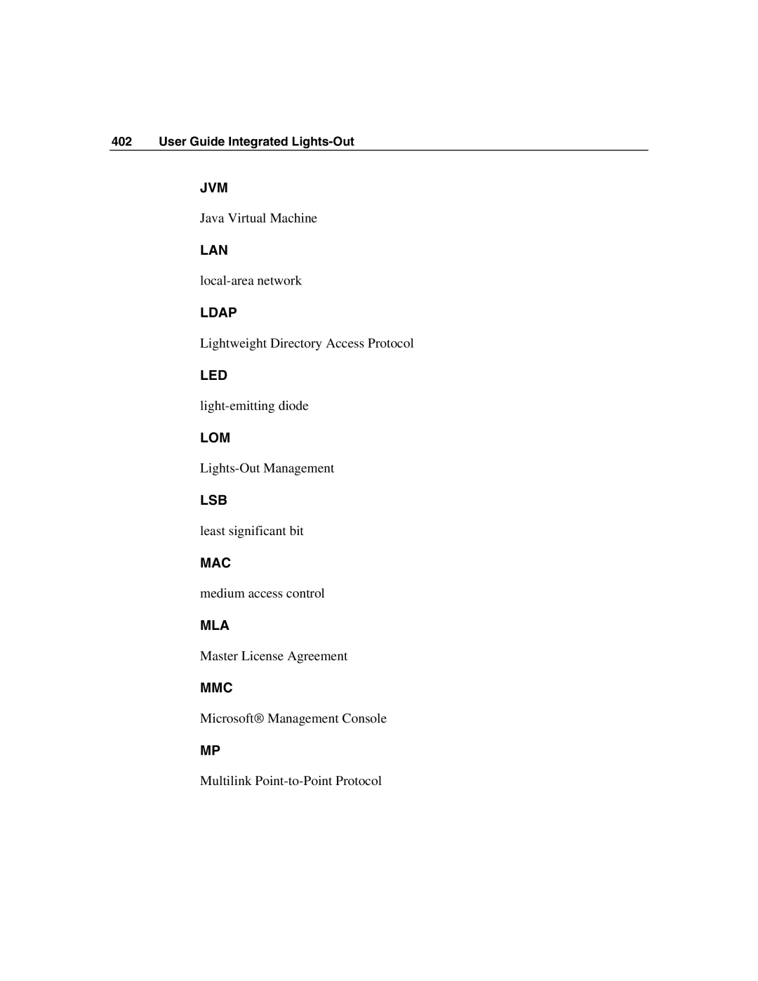 HP Integrated Lights-Out manual Jvm 