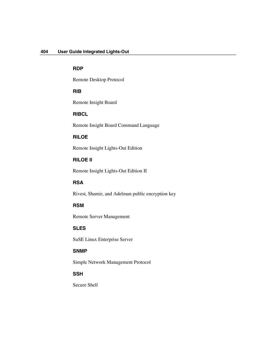 HP Integrated Lights-Out manual Rdp 