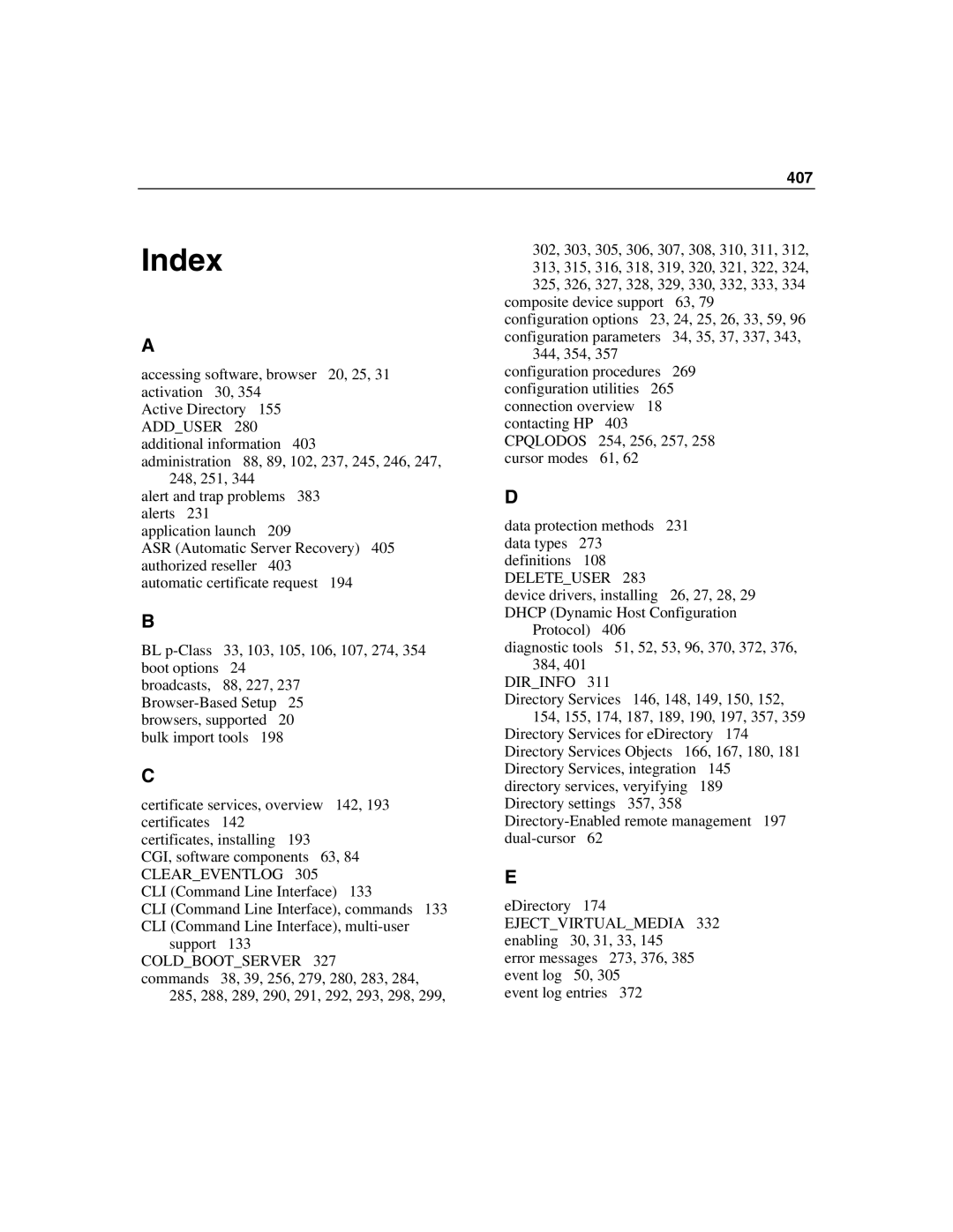 HP Integrated Lights-Out manual Index 