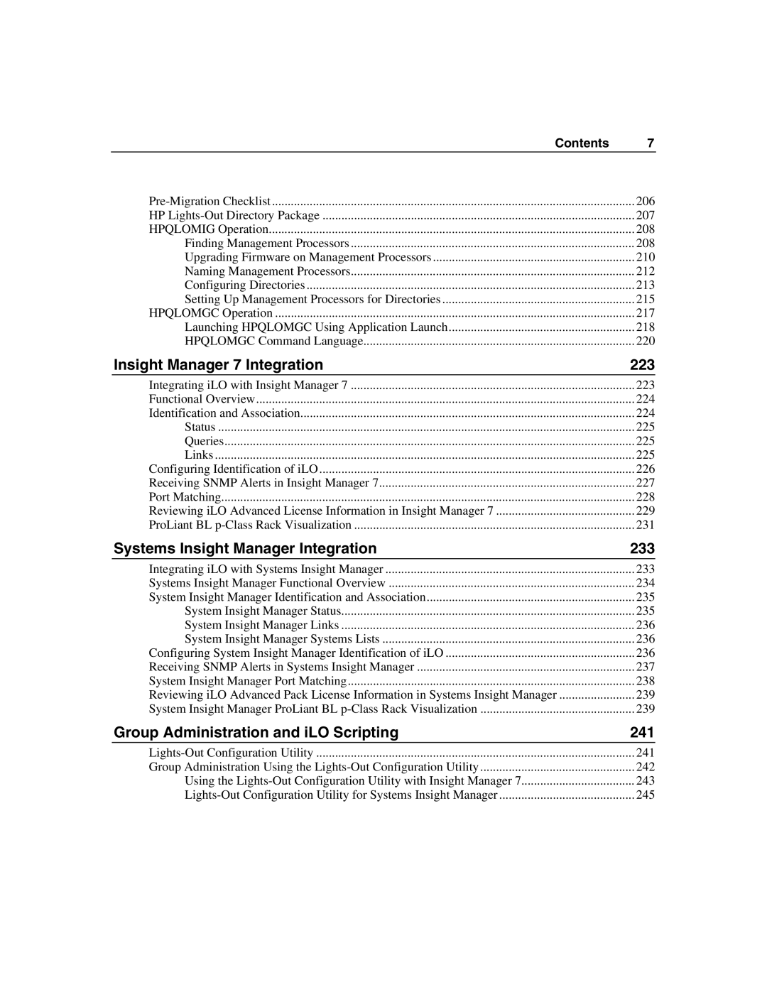 HP Integrated Lights-Out manual Insight Manager 7 Integration 223 