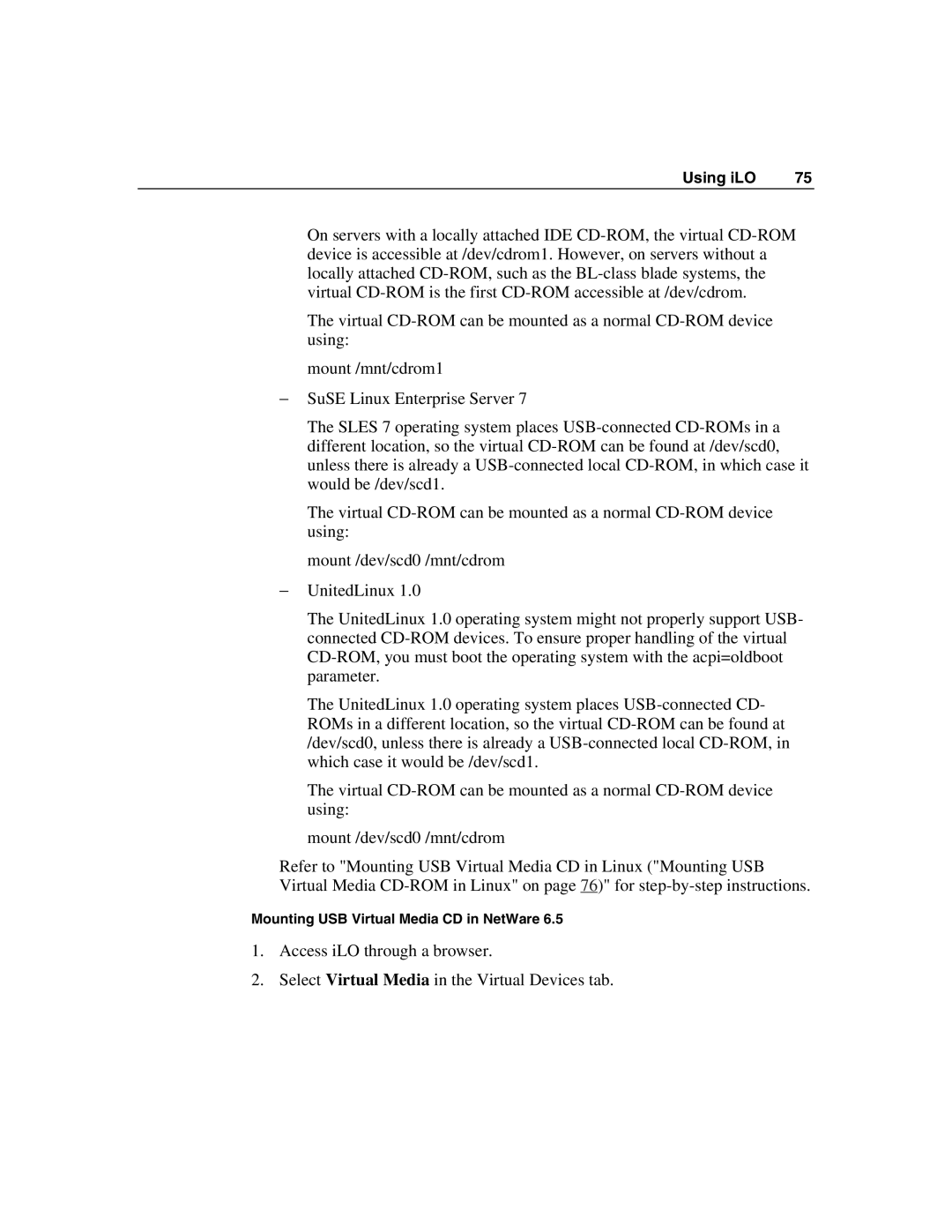 HP Integrated Lights-Out manual Mounting USB Virtual Media CD in NetWare 