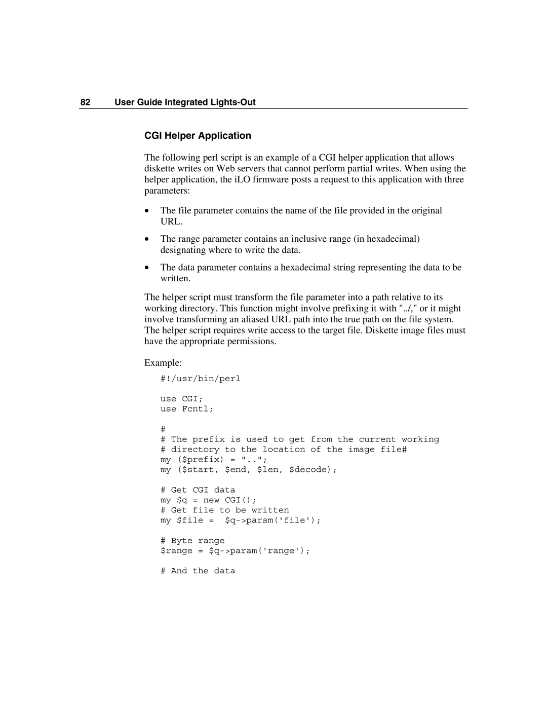 HP Integrated Lights-Out manual CGI Helper Application 