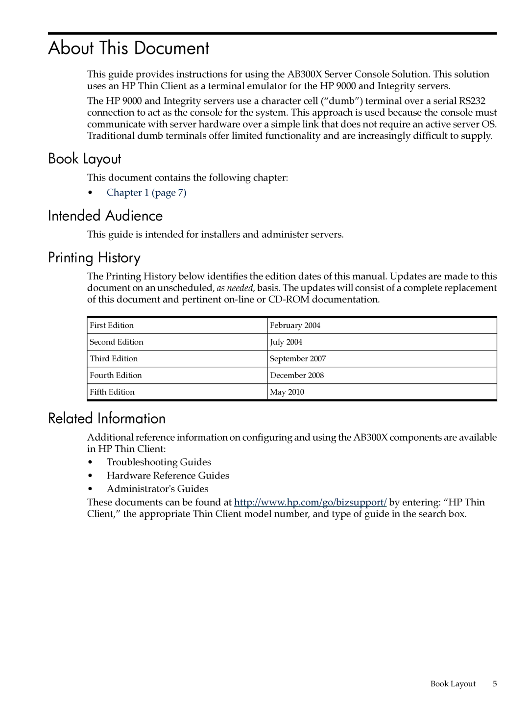 HP Integrity Bundles manual About This Document, Book Layout, Intended Audience, Printing History, Related Information 