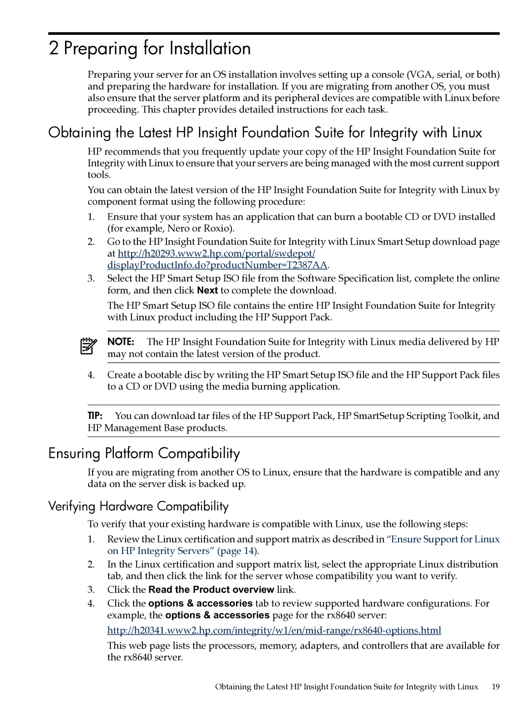 HP Integrity Essentials Pack for Linux Software manual Preparing for Installation, Ensuring Platform Compatibility 