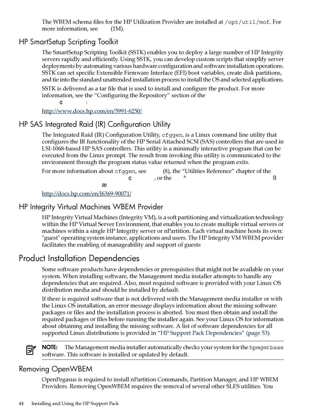 HP Integrity Essentials Pack for Linux Software manual Product Installation Dependencies, HP SmartSetup Scripting Toolkit 