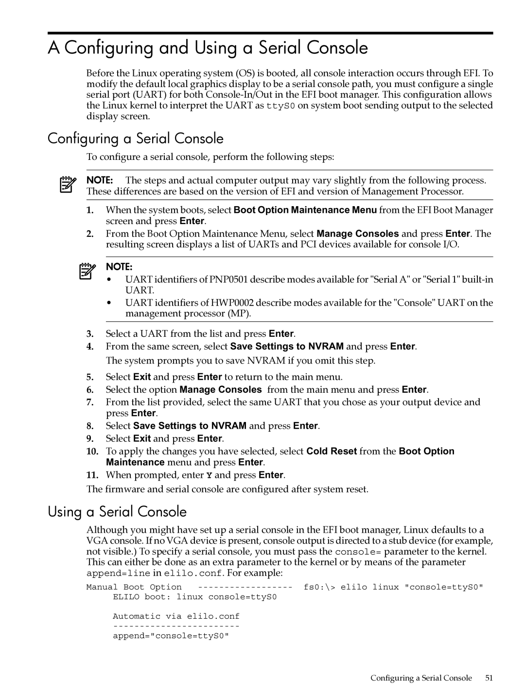 HP Integrity Essentials Pack for Linux Software manual Configuring and Using a Serial Console, Configuring a Serial Console 