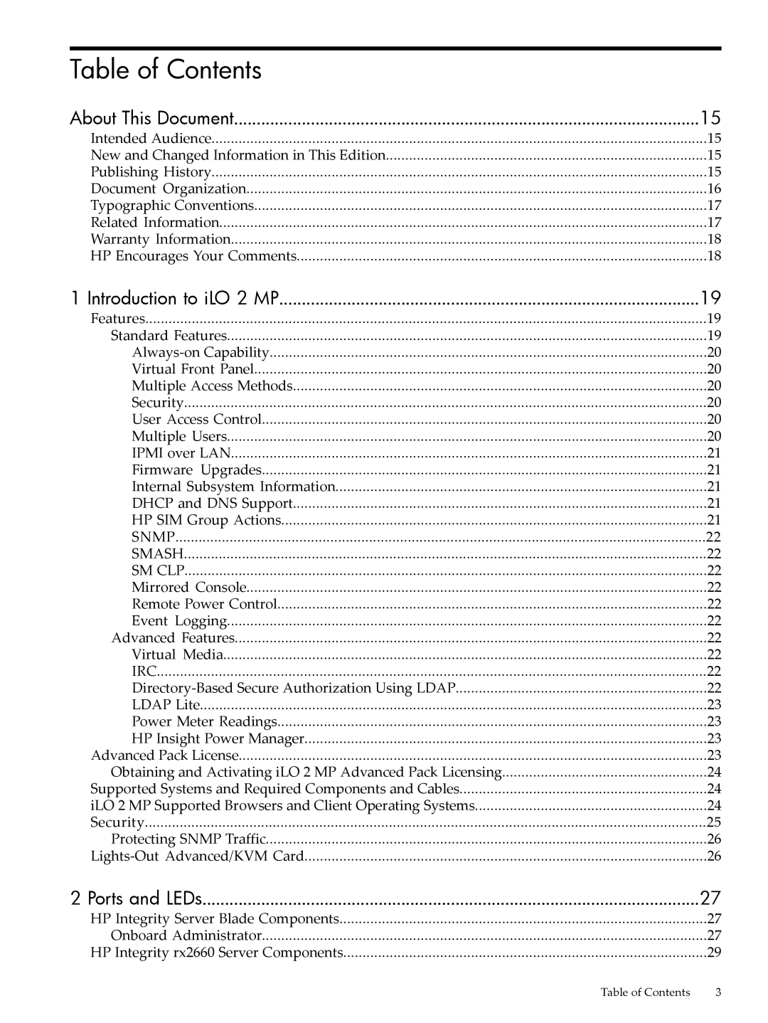 HP Integrity iLO 2 MP 5991-6005 manual Table of Contents 