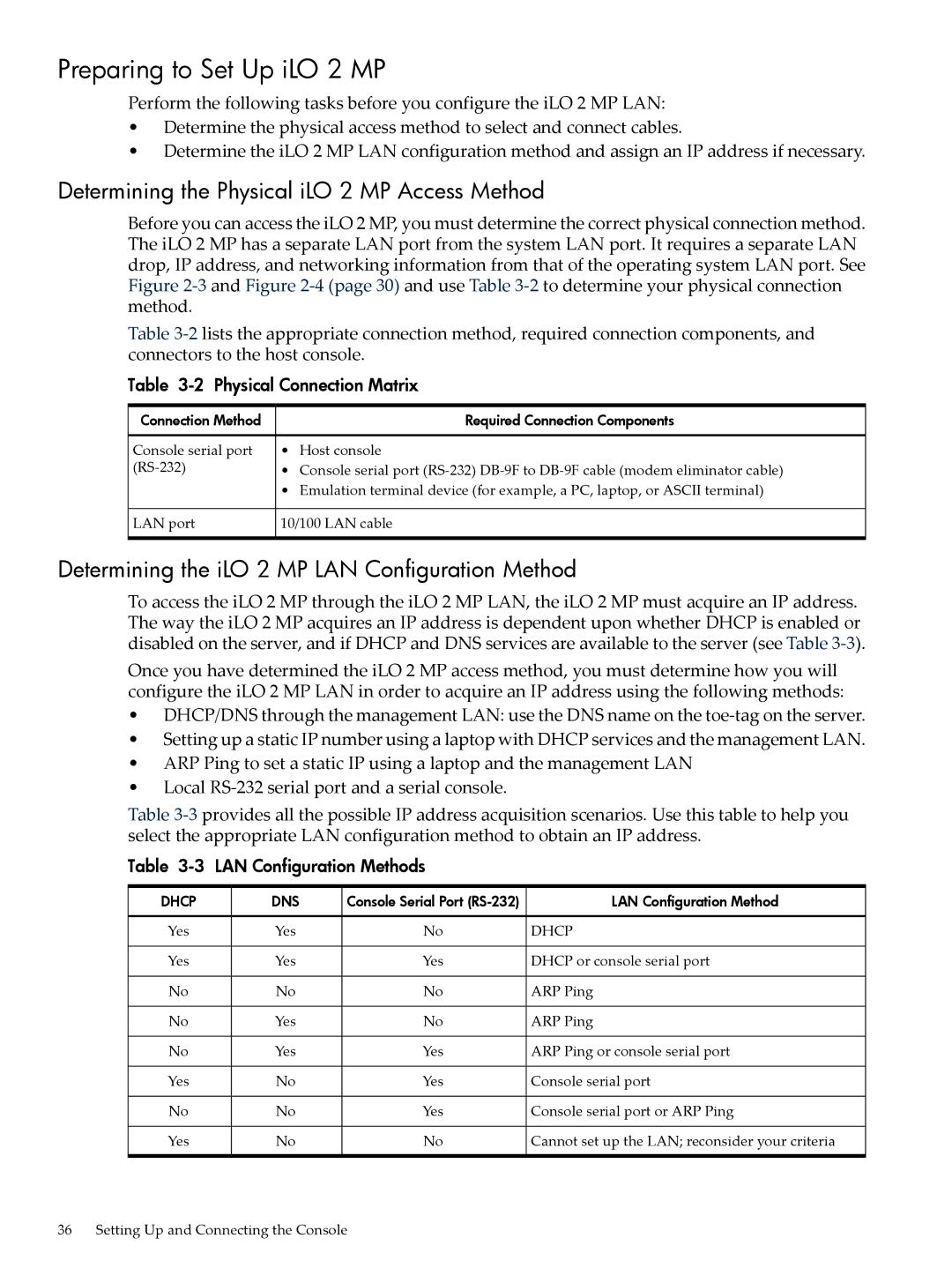 HP Integrity iLO 2 MP 5991-6005 manual Preparing to Set Up iLO 2 MP, Determining the Physical iLO 2 MP Access Method 