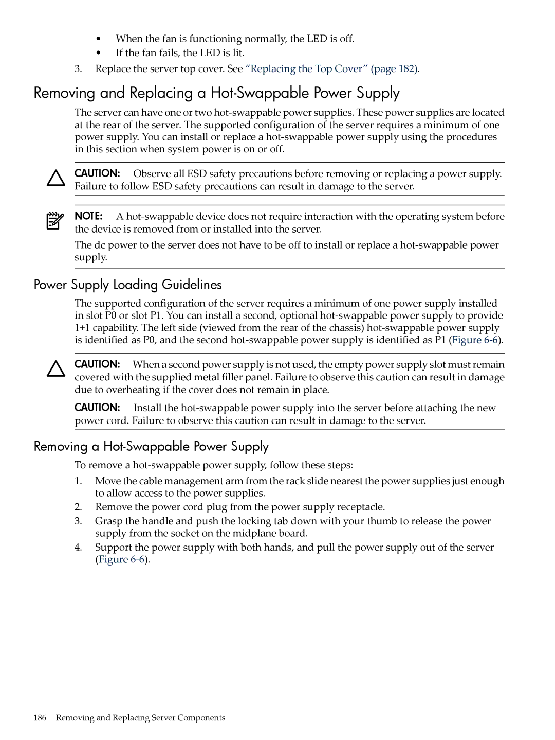 HP INTEGRITY RX3600 manual Removing and Replacing a Hot-Swappable Power Supply, Power Supply Loading Guidelines 