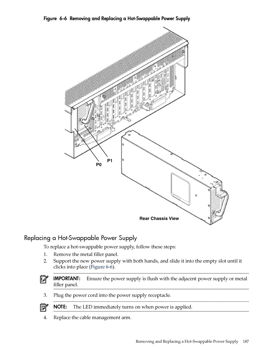 HP INTEGRITY RX3600 manual Removing and Replacing a Hot-Swappable Power Supply 