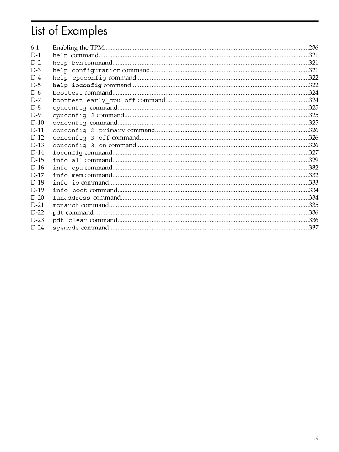 HP INTEGRITY RX3600 manual List of Examples 