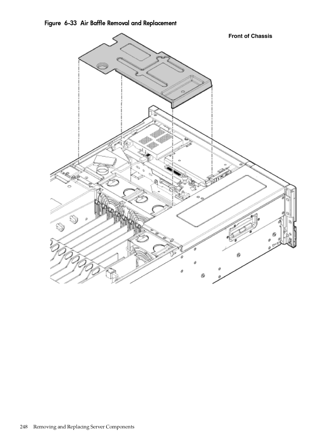 HP INTEGRITY RX3600 manual Air Baffle Removal and Replacement 