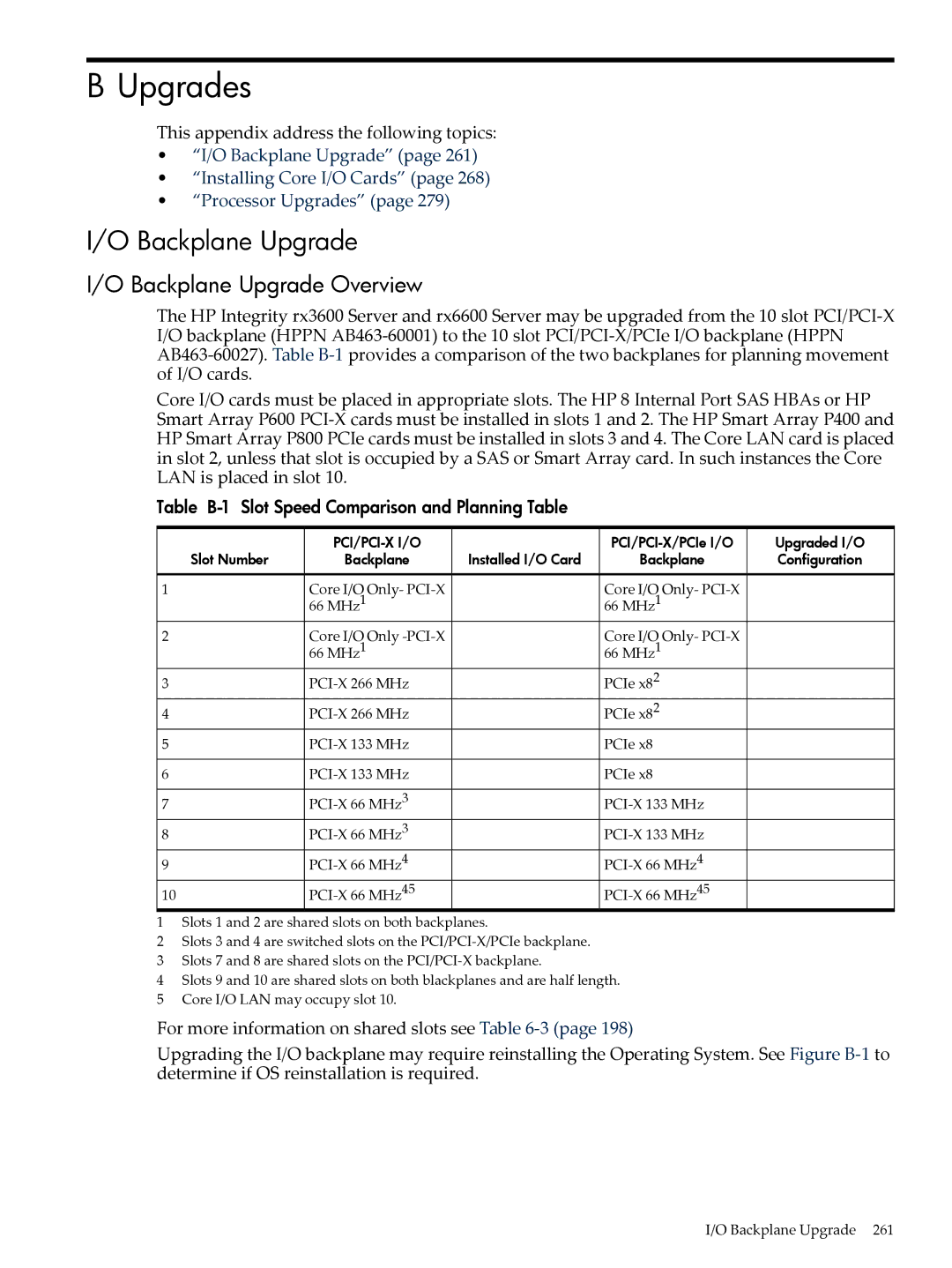 HP INTEGRITY RX3600 manual Backplane Upgrade Overview, This appendix address the following topics 