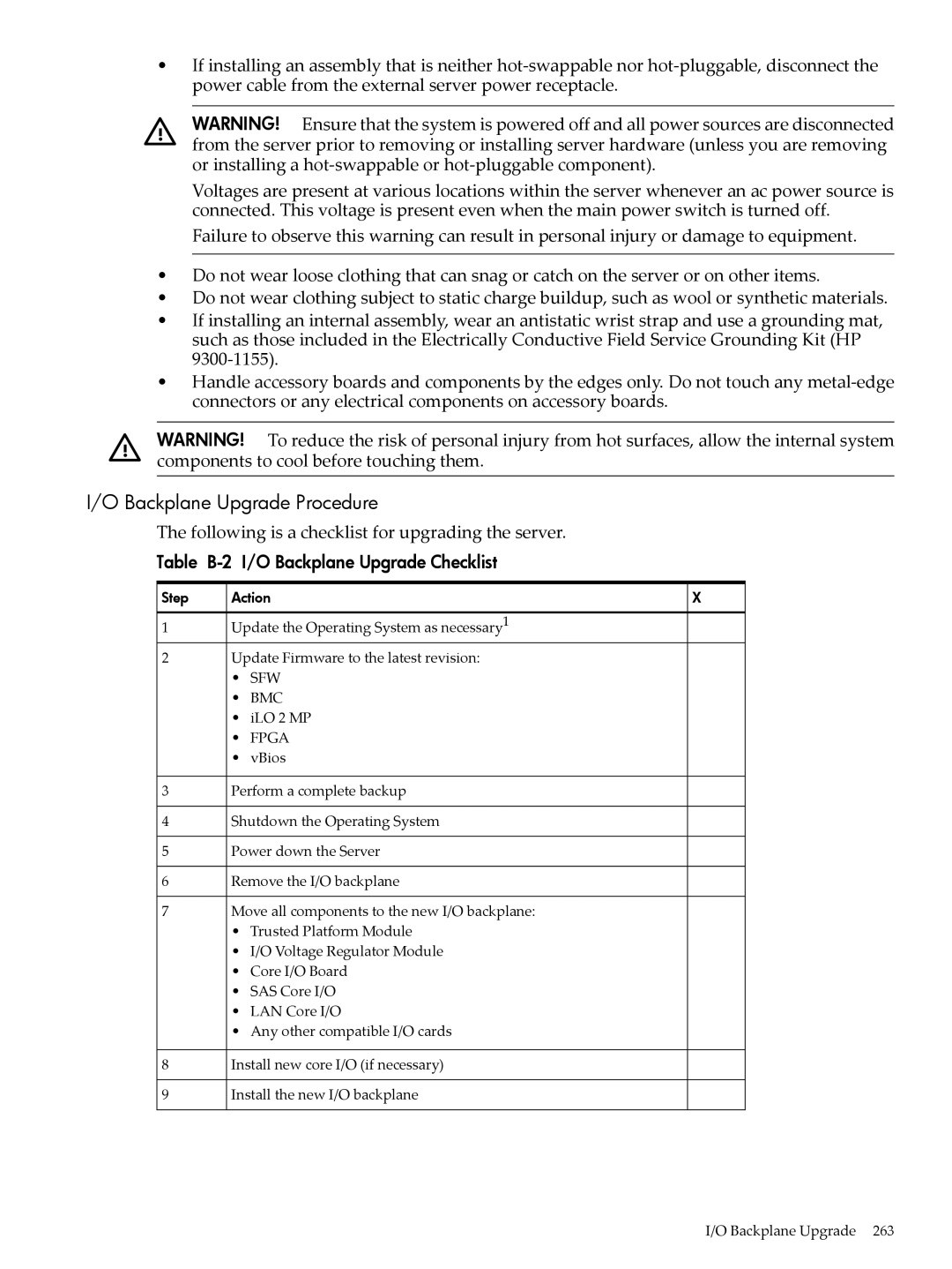 HP INTEGRITY RX3600 manual Backplane Upgrade Procedure, Following is a checklist for upgrading the server 