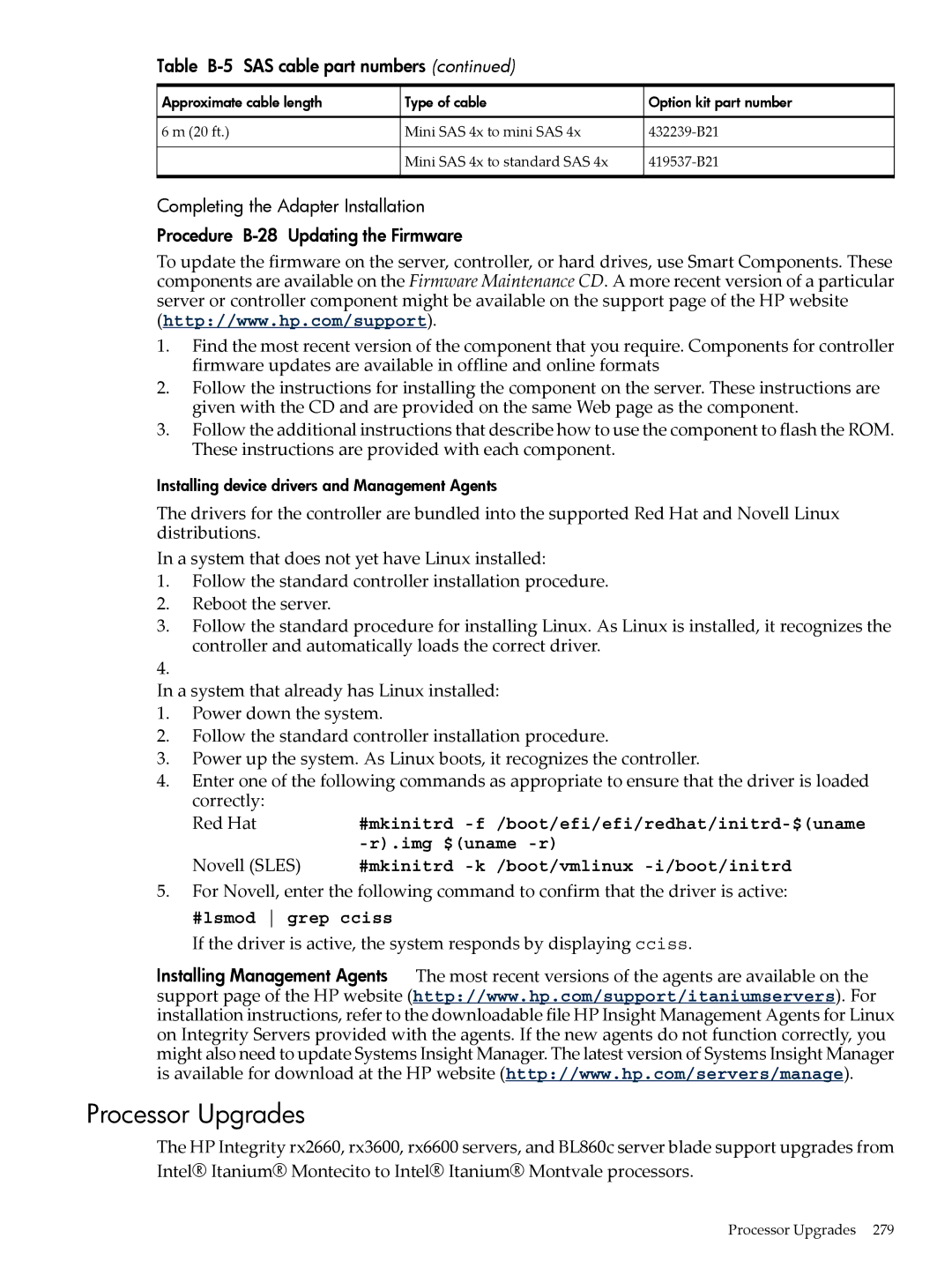 HP INTEGRITY RX3600 manual Processor Upgrades, Novell Sles 