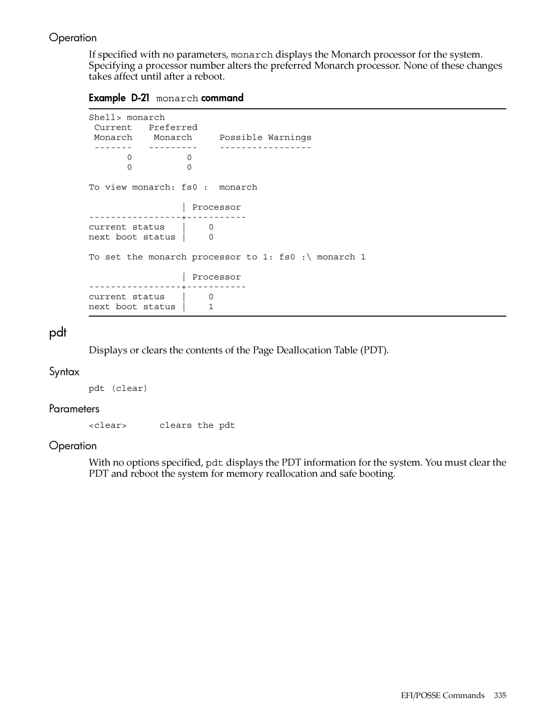 HP INTEGRITY RX3600 manual Pdt, Example D-21 monarch command 