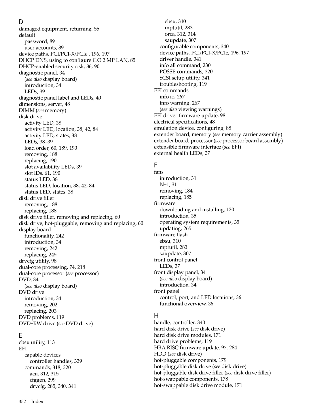 HP INTEGRITY RX3600 manual Efi 