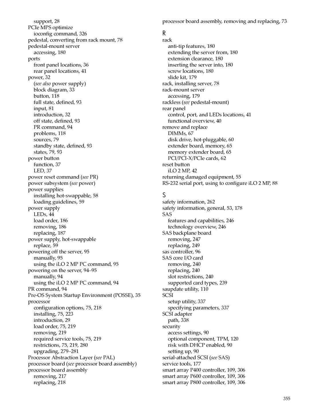 HP INTEGRITY RX3600 manual Sas 