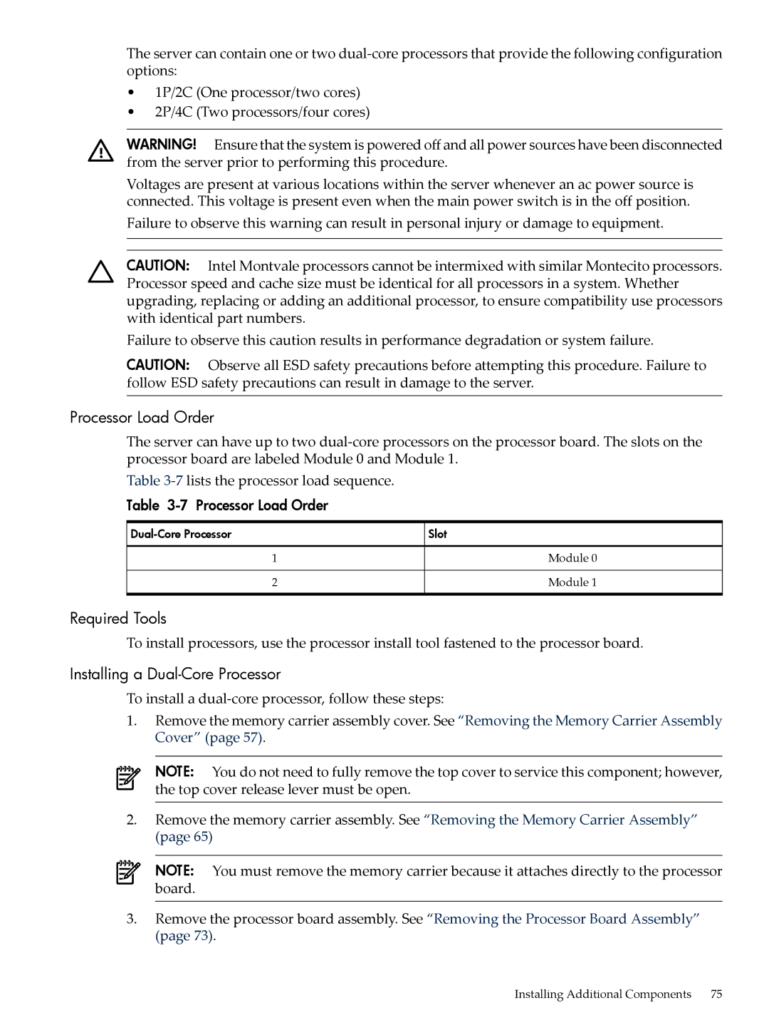 HP INTEGRITY RX3600 manual Processor Load Order, Required Tools, Installing a Dual-Core Processor 