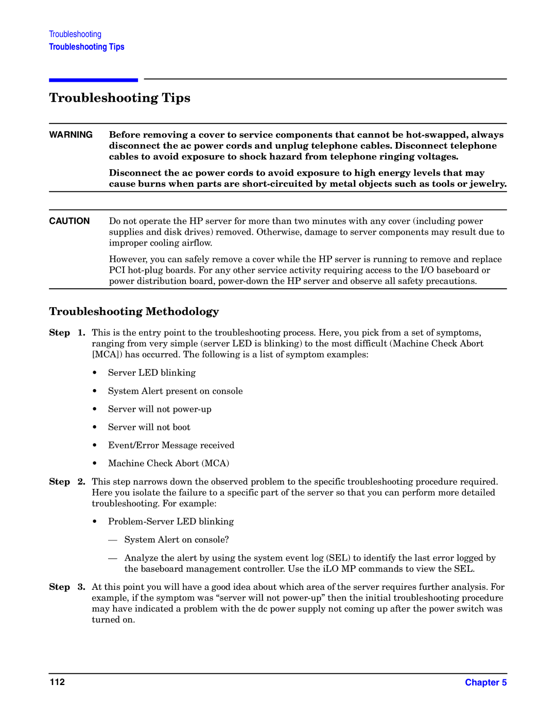 HP Integrity Server rx4640 manual Troubleshooting Tips, Troubleshooting Methodology 