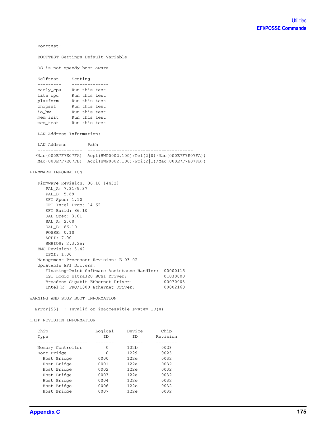 HP Integrity Server rx4640 manual Appendix C 175 