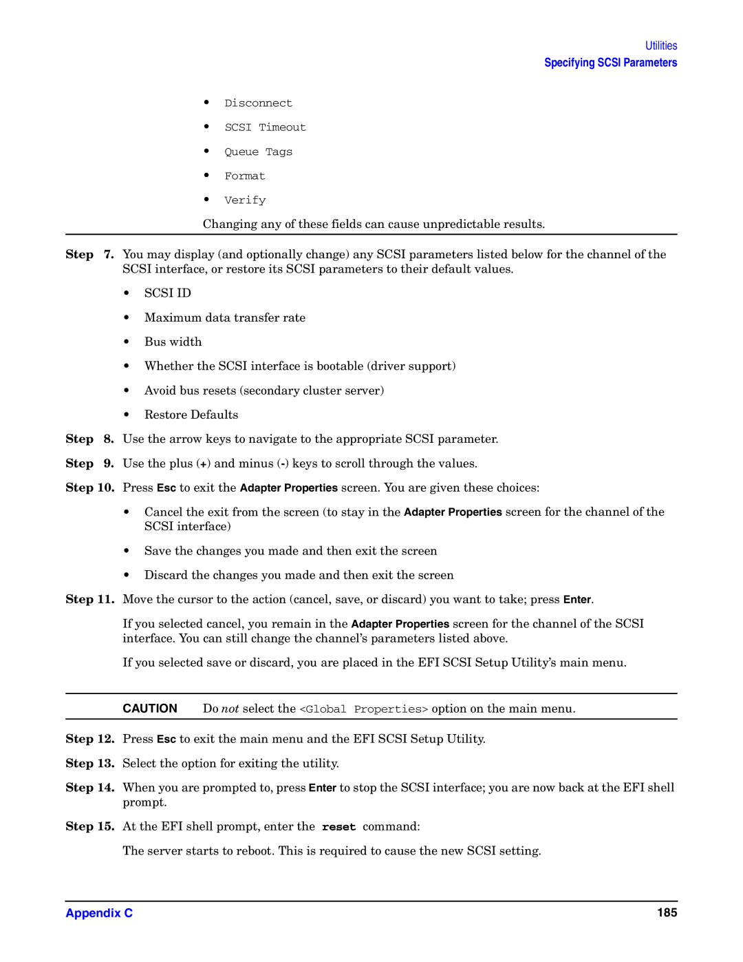 HP Integrity Server rx4640 manual Appendix C 185 