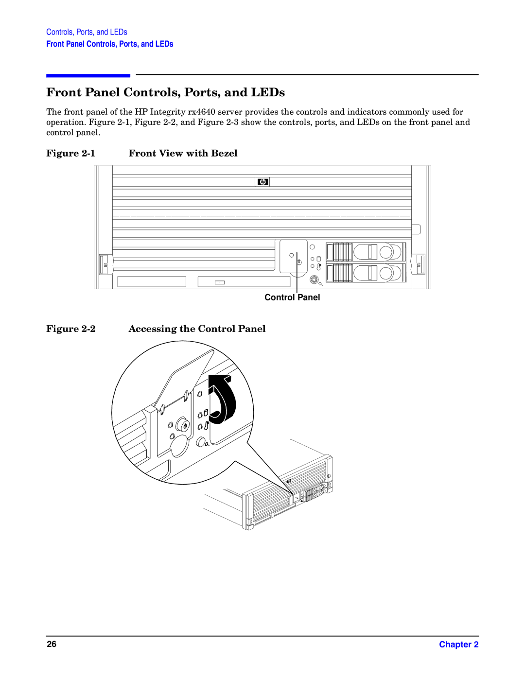 HP Integrity Server rx4640 manual Front Panel Controls, Ports, and LEDs, Front View with Bezel 