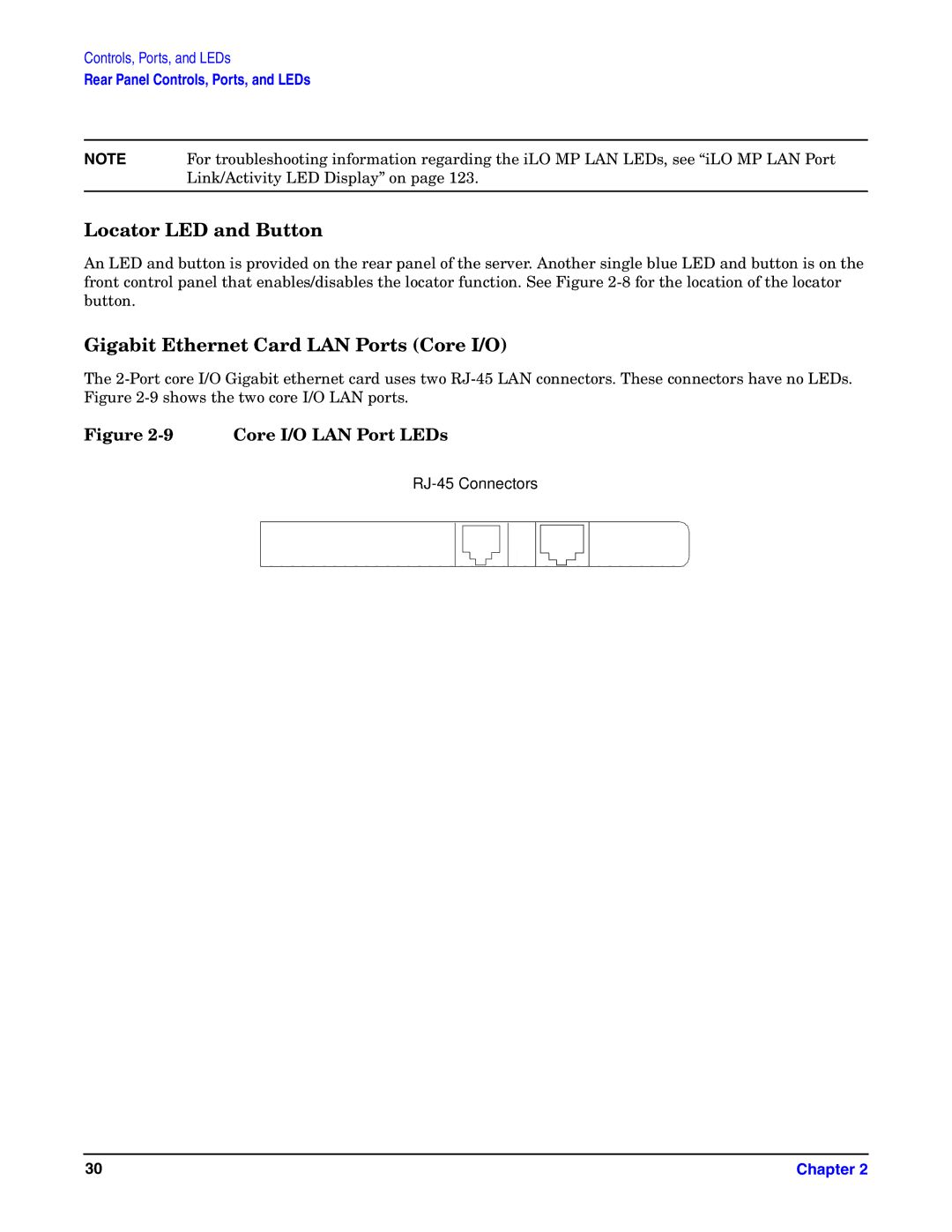 HP Integrity Server rx4640 manual Locator LED and Button, Gigabit Ethernet Card LAN Ports Core I/O 