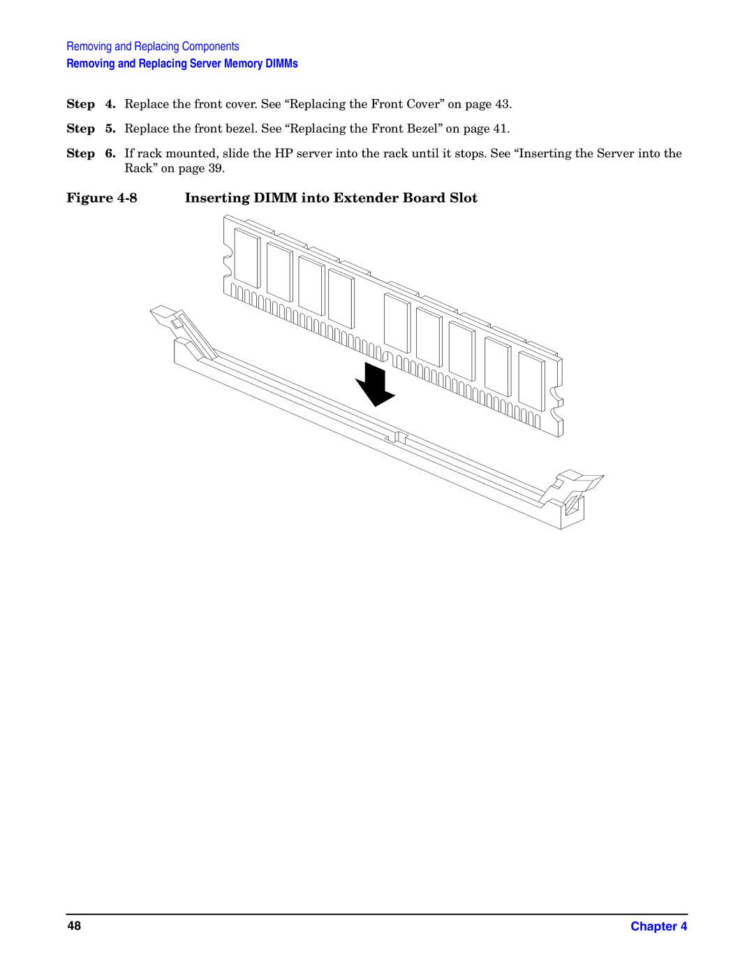 HP Integrity Server rx4640 manual Inserting Dimm into Extender Board Slot 