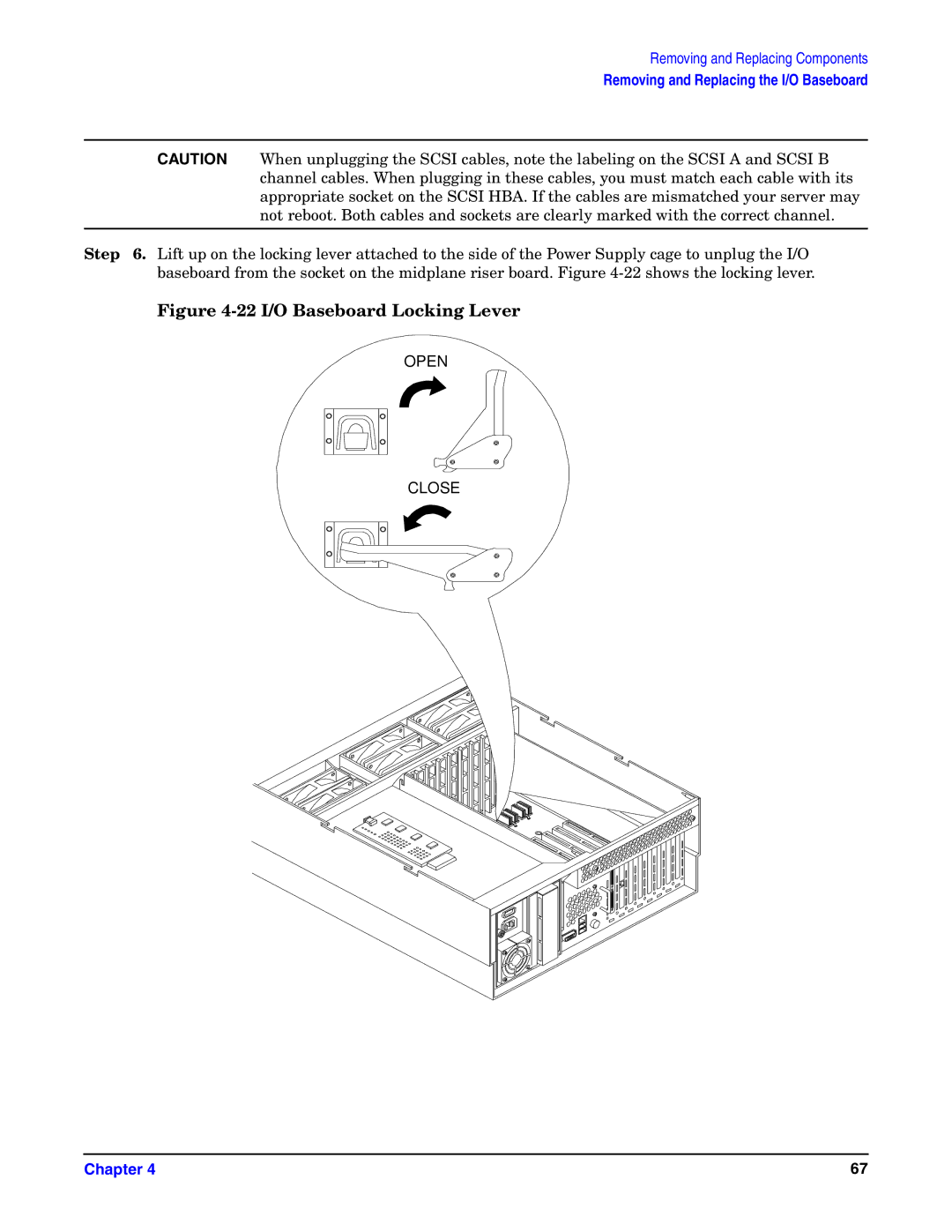 HP Integrity Server rx4640 manual 22 I/O Baseboard Locking Lever 