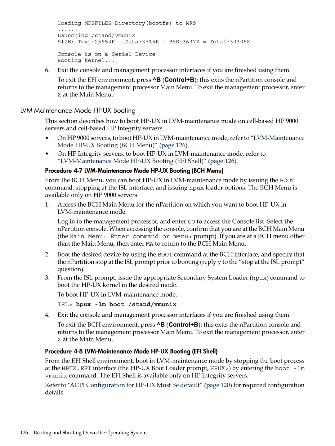 HP Integrity Superdome and 9000 Superdome sx2000 manual LVM-Maintenance Mode HP-UX Booting 