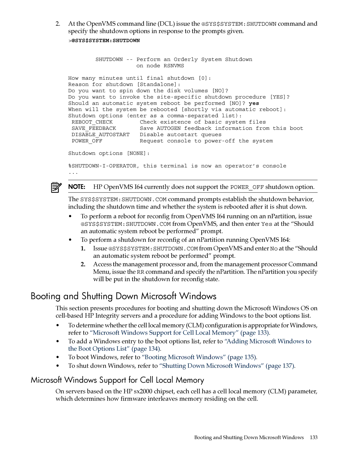 HP Integrity Superdome and 9000 Superdome sx2000 manual Booting and Shutting Down Microsoft Windows 