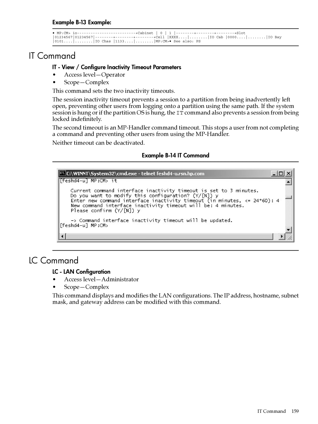 HP Integrity Superdome and 9000 Superdome sx2000 manual IT Command, LC Command 